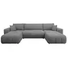 Image de Nicole - Canapé panoramique en U 7 places convertible avec coffre en tissu - Gris