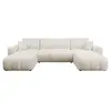 Image de Nicole - Canapé panoramique en U 7 places convertible avec coffre en tissu - Beige