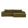 Image de Rebecca - canapé d'angle droit 4 places convertible avec coffre en velours texturé - Vert Olive