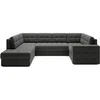 Image de Nappa - Canapé panoramique d'angle droit 7 places convertible avec coffre en velours - Gris