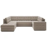 Image de Nappa - Canapé panoramique d'angle droit 7 places convertible avec coffre en velours - Beige