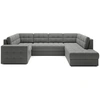 Image de Nappa - Canapé panoramique d'angle gauche 7 places convertible avec coffre en velours - Gris clair