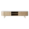 Image de Sansa - meuble tv 184 cm - 2 portes et 2 niches - plateau effet marbre - Bois / Blanc