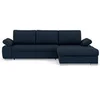 Image de Bianca - Canapé d'angle droit 4 places convertible avec coffre en tissu texturé - Bleu marine