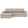 Image de Bianca - Canapé d'angle gauche 4 places convertible avec coffre en tissu texturé - Beige