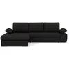 Image de Bianca - Canapé d'angle gauche 4 places convertible avec coffre en tissu texturé - Noir