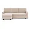 Image de Meiya - Canapé d'angle réversible 4 places convertible avec coffre en velours côtelé - Beige