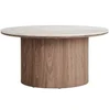 Image de Lysa - table basse plateau effet marbre et pieds effets bois - 80 cm - Bois / Blanc