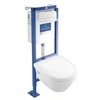Image de Pack WC suspendu sans bride VILLEROY ET BOCH Architectura directflush + abattant frein de chute + bâti-support autoportant + plaque blanche