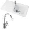 Image de Evier 1 bac VILLEROY ET BOCH Tudor + mitigeur cuisine GROHE Bauloop bec haut