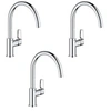 Image de Lot de 3 Mitigeurs cuisine Bauloop Bec haut chrome