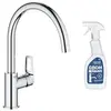 Image de robinet mitigeur cuisine Bauloop bec haut + produit entretien