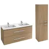 Image de Meuble double vasque 120 cm Ola up + colonne de salle de bain chêne