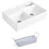 Image de Evier timbre d'office VILLEROY ET BOCH Tradition 2 bacs 89,5 x 63 céramique vidage auto blanc + Panier vaiselle