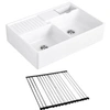 Image de Evier timbre d'office VILLEROY ET BOCH Tradition 2 bacs 89,5 x 63 céramique vidage auto blanc + Egouttoir déroulable