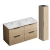 Image de Meuble double vasque 120 cm Olena chêne clair + colonne