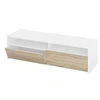 Image de Meuble TV decor blanc et chene - Dim : L 130 x P 42 x H 36 cm --