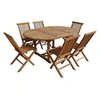 Image de Salon de jardin en teck LOMBOK - table ronde extensible - 6 places
