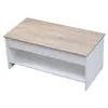 Image de Table basse avec plateau relevable blanche et bois HEDDA