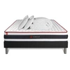 Image de Matelas 140 x 190 cm Energy - Ressorts ensachés - Ep : 22 cm - sommier Noir avec 2 oreillers et couette