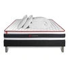 Image de Matelas 140 x 200 cm Energy - Ressorts ensachés - Ep : 22 cm - sommier Noir avec 2 oreillers et couette