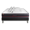 Image de Matelas 140 x 190 cm Regen - Mousse à mémoire de forme - Ep : 24 cm - sommier Noir avec 2 oreillers et couette