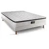 Image de Ensemble matelas 140 x 190 cm Supérieur - Mousse à mémoire de forme - Ep : 21 cm - Ferme - sommier Blanc