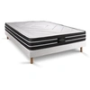 Image de Ensemble matelas 140 x 200 cm Exclusive - Ressorts ensachés - Ep : 22 cm - Ferme - sommier Blanc