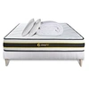 Image de Pack prêt à dormir 140x190 matelas FLEXY + sommier kit blanc + 2 oreillers mémoire de forme 60x40cm + Couette Percale 240x220 cm