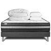 Image de Pack lit complet - Matelas 180x200 cm + Sommier tapissier à lattes (en kit) + 2 oreillers + Couette - Vital Power Zen