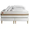 Image de Marmottes & Co Pack prêt a dormir matelas LE RAFFINÉ Ressorts ensaches Memoire de forme BioVisco double sommiers Blanc 160 x 200 cm