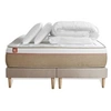 Image de Matelas 160 x 200 cm Le Soyeux - Ressorts ensachés - Ep : 24 cm - sommier Beige avec 2 oreillers et couette