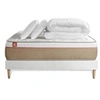 Image de Pack prêt à dormir matelas LE SOYEUX 140x190cm Ressorts ensachés + Mémoire de forme BioVisco + sommier kit Blanc