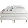 Image de Marmottes & Co Pack prêt a dormir matelas LE DOUILLET Memoire de forme BioVisco double sommiers Blanc 2 oreillers couette 180 x 200 cm
