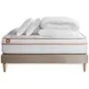 Image de Marmottes & Co Pack prêt a dormir matelas LE PAISIBLE Memoire de forme BioVisco sommier kit Beige 2 oreillers couette 160 x 200 cm