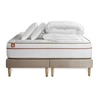 Image de Matelas 160 x 200 cm Le Paisible - Mousse à mémoire de forme - Ep : 24 cm - sommier Beige avec 2 oreillers et couette