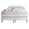 Image de Pack prêt à dormir matelas LE PAISIBLE 180x200cm Mémoire de forme BioVisco + double sommiers Blanc + 2 oreillers + couette