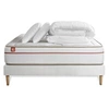 Image de Matelas 140 x 190 cm Le Paisible - Mousse à mémoire de forme - Ep : 24 cm - sommier Blanc avec 2 oreillers et couette