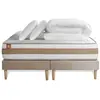 Image de Marmottes & Co Pack prêt a dormir matelas LE TENDRE Ressorts ensaches Memoire de forme double sommiers Beige 160 x 200 cm