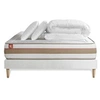 Image de Pack Matelas Le Tendre - Ressorts ensachés et mémoire de forme - Ep : 28cm - Sommier kit Blanc avec couette et 2 oreillers