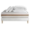 Image de Matelas 140 x 200 cm Le Tendre - Ressorts ensachés - Ep : 28 cm - sommier Blanc avec 2 oreillers et couette