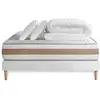Image de Marmottes & Co Pack prêt a dormir matelas LE TENDRE Ressorts ensaches Memoire de forme sommier Blanc, 2 oreillers couette 140 x 190 cm