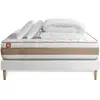 Image de Marmottes & Co Pack prêt a dormir matelas LE DÉLICAT Ressorts ensaches Memoire de forme et sommier kit Blanc 140 x 190 cm