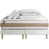 Image de Marmottes & Co Pack prêt a dormir matelas LE DÉLICAT Ressorts ensaches et Memoire de forme double sommiers Blanc 160 x 200 cm