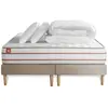 Image de Marmottes & Co Pack prêt a dormir matelas LE DOUX Memoire de forme double sommiers Beige 2 oreillers couette 160 x 200 cm