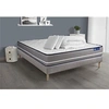 Image de Pack prêt à dormir matelas Ressorts ensachés ACTIFLEX PUR 200x200 3zones de confort + sommier KIT gris + 2 oreillers+couette