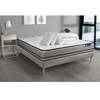 Image de Pack prêt à dormir matelas ACTILATEX 200x200cm à MEMOIRE DE FORME + LATEX + sommier KIT gris + 2 oreillers + couette