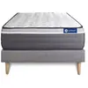Image de Ensemble matelas ACTILATEX PLUS 120x200 Latex+Mémoire de forme Maxi épaisseur 7zones de confort + sommier KIT gris