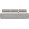 Image de Canapé 4 places - 2 modules convertibles : Canapé 3 places + Fauteuil - Tissu lisse Gris clair