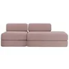 Image de Canapé 3 places - 2 modules convertibles : Canapé 2 places + Fauteuil - Velours côtelé Rose pâle
